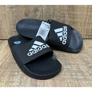 Adidas Men size 6  Adilette shower slides slip on sandal black and white